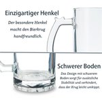 Personalisiertes Monogramm Initiale 490ml Bierglas mit Namen Gravur Henkel Bierkrug Geburtstag Oktoberfest Geschenk für Papa Opa Bierliebhaber