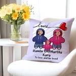 Spersonalizowana Poszewka na poduszkę z imieniem i nazwiskiem Love Heart 1-6 Cartoon Hoodie Face Zdjęcie Dekoracja domu Urodziny Walentynki Prezent dla pary Rodzina
