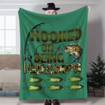 Spersonalizowany miękki koc wędkarski Hooked On Being Papa Fishing z 1-20 imionami Dekoracja domu Urodziny Dzień Dziadka Prezent na Dzień Ojca dla Taty Dziadka