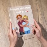Personalized Cartoon Hugging Couple Adjustable LED Night Light with Names and Wooden Base Desk Decor Valentine's Day Anniversary Gift for Couples