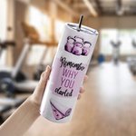 Personlig akvarell treningsutstyr Hvorfor du startet 20 oz tynn tumbler med lokk halm motiverende bursdagsgave til treningstrener Gym Lover