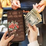Portefeuille long en cuir PU avec nom et verset biblique Affirmation positive Cadeau religieux personnalisé pour chrétien