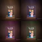 Personalized Cartoon Hugging Couple Adjustable LED Night Light with Names and Wooden Base Desk Decor Valentine's Day Anniversary Gift for Couples