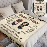 Personalised Badass Sister Brother Leopard Print Cartoon Soft Throw Blanket with Names Home Decor Birthday Friendship Gift for Besties Friends