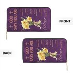 Portefeuille long en cuir PU avec nom et verset biblique Affirmation positive Cadeau religieux personnalisé pour chrétien