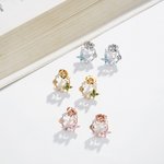 Personalized Minimalist Floral Butterfly Birthstones Stud Earrings Birthday Valentine's Day Gift for Women