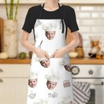 Personalized Cute 1-3 Chef Hat Photos Avatar Apron with Adjustable Neck Strap Housewarming Gift for Family Cooking Lover