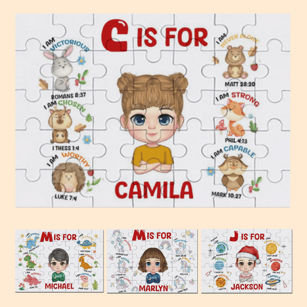 Personalized Fantasy Unicorn Dinosaur Vehicle Cartoon Wooden Jigsaw Puzzles with Name Kid Educational Toy Birthday Affirmation Gift for Boys Girls
