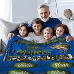 Spersonalizowany miękki koc wędkarski Hooked On Being Papa Fishing z 1-20 imionami Dekoracja domu Urodziny Dzień Dziadka Prezent na Dzień Ojca dla Taty Dziadka