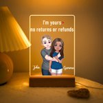 Personalized Cartoon Hugging Couple Adjustable LED Night Light with Names and Wooden Base Desk Decor Valentine's Day Anniversary Gift for Couples
