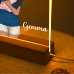 Personalized Cartoon Hugging Couple Adjustable LED Night Light with Names and Wooden Base Desk Decor Valentine's Day Anniversary Gift for Couples