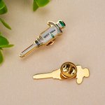 Personalized Multicolor Micropipette-shaped Laboratory Pin with Text Laboratory Graduation Season Gift for Chemists Doctors
