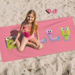 Gepersonaliseerd Multicolor Cartoonmonster Oversized Sneldrogend Naam Strandlaken Reizen Essentieel Verjaardag Koningsdagcadeau voor Kinderen