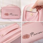 Personalisierte Geburt Blume große Multi Compartment wasserdichte Kosmetiktasche mit Make-up-Pinselhalter und Name Reise Essentials Geburtstag Geschenk für Frauen