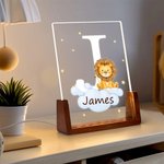 Gepersonaliseerde Schattige Bosdier Ster Wolk Acryl LED Nachtlampje met Houten Basis Naam Initiaal Verjaardag Kinderfeest Cadeau voor Jongens Meisjes