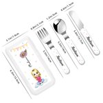 Personalizowany przenośny pojemnik na lunch w kształcie kwiatka z nożem, widelcem, łyżką i zestawem sztućców z imieniem Urodzinowy prezent dla chłopców i dziewczynek