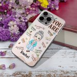 Spersonalizowane etui na iPhone'a z imieniem i nazwiskiem Self Care You Are Bible Verse Affirmation Cartoon Slim Inspirujący prezent dla kobiet i dziewcząt