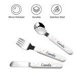 Personalizowany przenośny pojemnik na lunch w kształcie kwiatka z nożem, widelcem, łyżką i zestawem sztućców z imieniem Urodzinowy prezent dla chłopców i dziewczynek