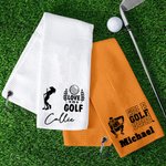 Spersonalizowany ręcznik King Queen of The Green Golf Player Silhouette Absorbent Waffle Sports Towel z imieniem i nazwiskiem Urodzinowy prezent drużynowy dla golfisty Golf Tata Mama