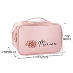 Personalisierte Geburt Blume große Multi Compartment wasserdichte Kosmetiktasche mit Make-up-Pinselhalter und Name Reise Essentials Geburtstag Geschenk für Frauen