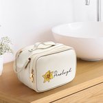 Personalisierte Geburt Blume große Multi Compartment wasserdichte Kosmetiktasche mit Make-up-Pinselhalter und Name Reise Essentials Geburtstag Geschenk für Frauen