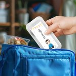 Personalizowany przenośny pojemnik na lunch w kształcie kwiatka z nożem, widelcem, łyżką i zestawem sztućców z imieniem Urodzinowy prezent dla chłopców i dziewczynek