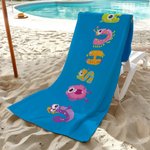 Gepersonaliseerd Multicolor Cartoonmonster Oversized Sneldrogend Naam Strandlaken Reizen Essentieel Verjaardag Koningsdagcadeau voor Kinderen