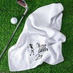 Spersonalizowany ręcznik King Queen of The Green Golf Player Silhouette Absorbent Waffle Sports Towel z imieniem i nazwiskiem Urodzinowy prezent drużynowy dla golfisty Golf Tata Mama