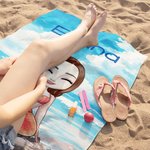 Spersonalizowany ręcznik plażowy z mikrofibry Cute Cartoon Mermaid Szybkoschnący Ręcznik plażowy z mikrofibry z imieniem Letnie podróże Niezbędny prezent urodzinowy dla kobiet i dziewcząt
