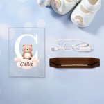 Gepersonaliseerde Schattige Bosdier Ster Wolk Acryl LED Nachtlampje met Houten Basis Naam Initiaal Verjaardag Kinderfeest Cadeau voor Jongens Meisjes