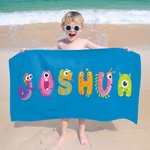 Gepersonaliseerd Multicolor Cartoonmonster Oversized Sneldrogend Naam Strandlaken Reizen Essentieel Verjaardag Koningsdagcadeau voor Kinderen