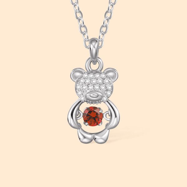 Henkilökohtainen Söpö Shining Bear Zircons Sparkling Dance Birthstone kaulakoru korut syntymäpäivä vuosipäivä lahja hänelle