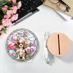 Luz nocturna LED con efecto de vidriera y base de madera Regalo de cumpleaños único Dueño de mascota