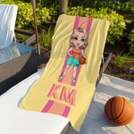 Spersonalizowany ręcznik plażowy do koszykówki z postacią z kreskówki z monogramem i paskiem Ponadwymiarowy szybkoschnący ręcznik plażowy Urodziny Wakacje Akcesoria Prezent dla miłośników koszykówki