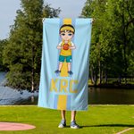 Spersonalizowany ręcznik plażowy do koszykówki z postacią z kreskówki z monogramem i paskiem Ponadwymiarowy szybkoschnący ręcznik plażowy Urodziny Wakacje Akcesoria Prezent dla miłośników koszykówki