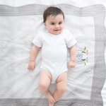 Gepersonaliseerde geborduurde schattige salie Mallard eend monogram 100% katoen zacht baby dekbed deken met monogram Baby Shower Gift voor pasgeborenen