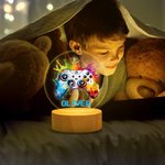 Personalised Colourful Splash Ink Gamepad Controller LED Night Light with Pixel Name and Wooden Base Home Decor Birthday Gift for Kids