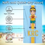 Spersonalizowany ręcznik plażowy do koszykówki z postacią z kreskówki z monogramem i paskiem Ponadwymiarowy szybkoschnący ręcznik plażowy Urodziny Wakacje Akcesoria Prezent dla miłośników koszykówki