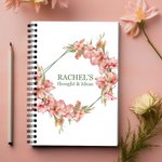 Personalisierte Aquarell Geburt Blume Kranz Name A5 Spirale Notebook mit 120 linierten Seiten und Text Geburtstag Geschenk für Frauen Mädchen
