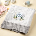 Gepersonaliseerde geborduurde schattige salie Mallard eend monogram 100% katoen zacht baby dekbed deken met monogram Baby Shower Gift voor pasgeborenen