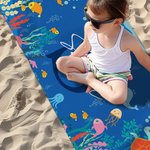 Asciugamano da spiaggia personalizzato in microfibra con iniziali e nome asciugatura rapida design a tema oceano regalo per viaggi estivi per bambini