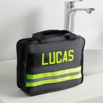Personalized Fluorescent Reflective Strip Name Large Waterproof Toiletry Bag with Multi-Compartment Travel Essentials Birthday Gift for Firefighter