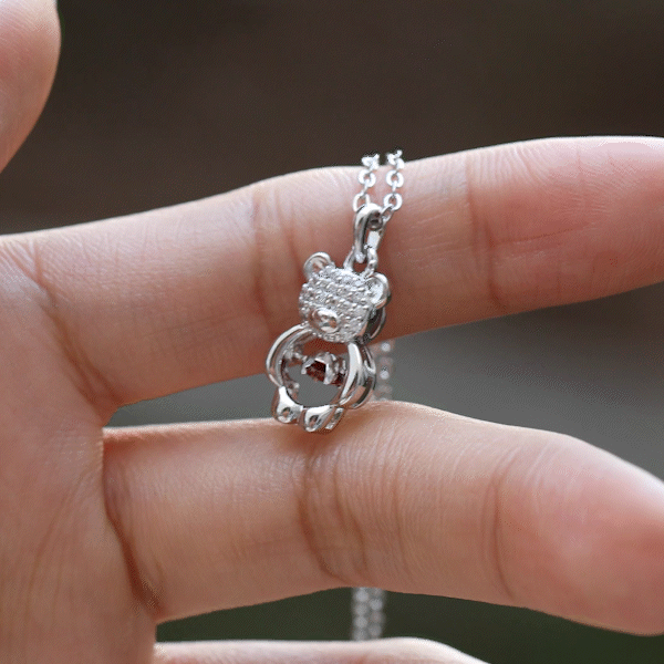 Henkilökohtainen Söpö Shining Bear Zircons Sparkling Dance Birthstone kaulakoru korut syntymäpäivä vuosipäivä lahja hänelle