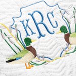 Gepersonaliseerde geborduurde schattige salie Mallard eend monogram 100% katoen zacht baby dekbed deken met monogram Baby Shower Gift voor pasgeborenen