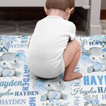 Personalizzato carino rosa blu floreale elefante morbido lancio coperta con più nomi Nusery camera Decor compleanno Baby Shower regalo per ragazzi ragazze