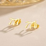 Personalised Dainty Angel Number Lucky Number Stud Earrings Birthday Gift for Friends Girls