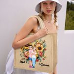 Personalised Flower Heart Cartoon Couple Reusable Jute Tote Bag with Handle Valentine's Day Wedding Gift for Couples