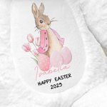 Coniglio di peluche con design di Peter Rabbit e uova di Pasqua personalizzato con nome e anno regalo di Pasqua per bambini