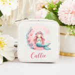 Personalised Cute Pink Fantasy Mermaid Initial Name Jewellery Box Back-to-school Season Birthday Baptism Gift for Girls