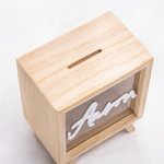 Hucha de madera transparente con hucha y entrada deslizante Decoración de la habitación infantil Regalo de cumpleaños para niños y niñas